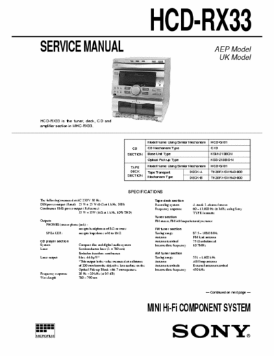 SONY HCD-RX33 S.M.